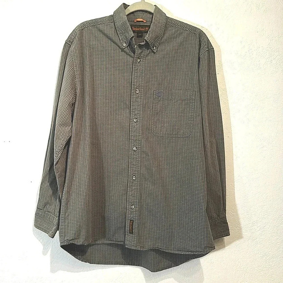 Timberland Blue & Tan Cotton Button Down Shirt size M - Picture 1 of 10